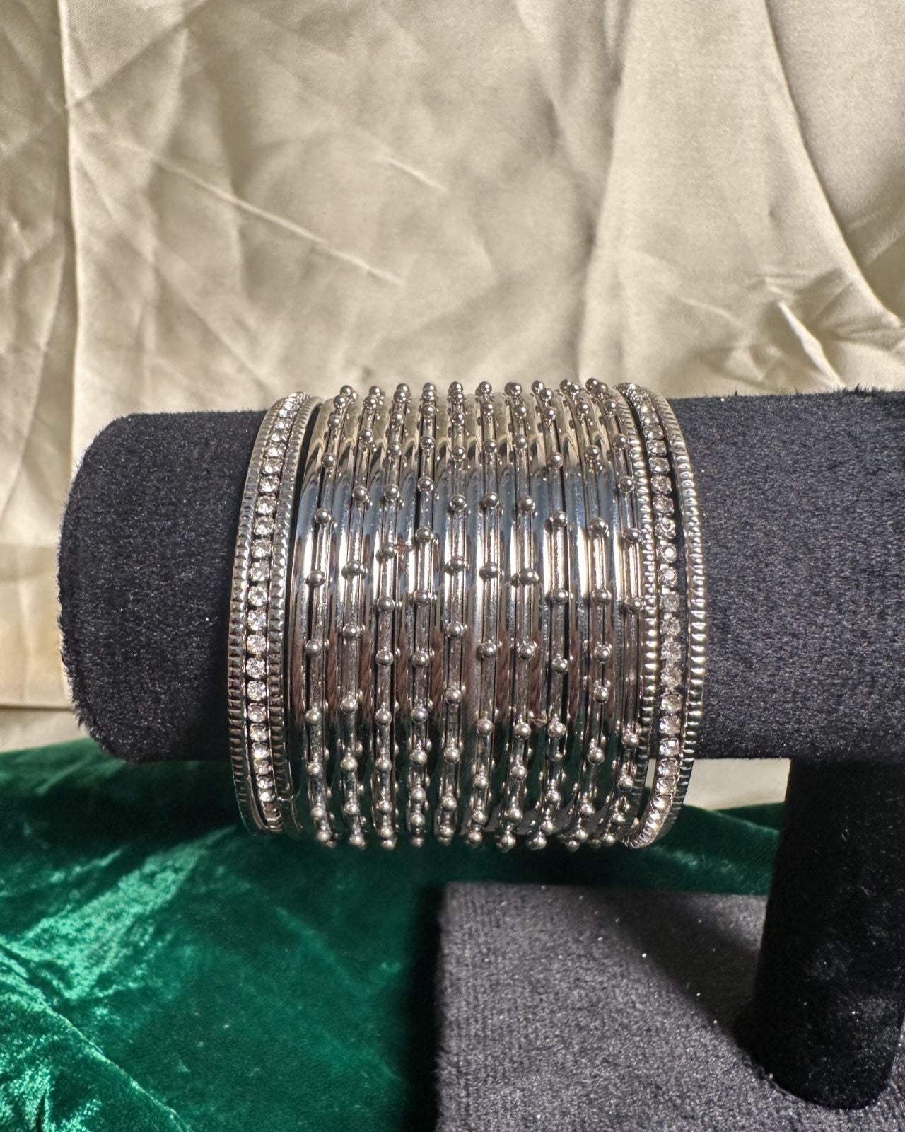Noor Steel Dotted Bangles (silver)
