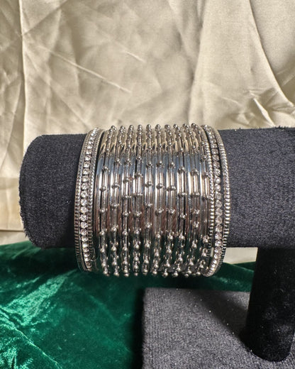 Noor Steel Dotted Bangles (silver)