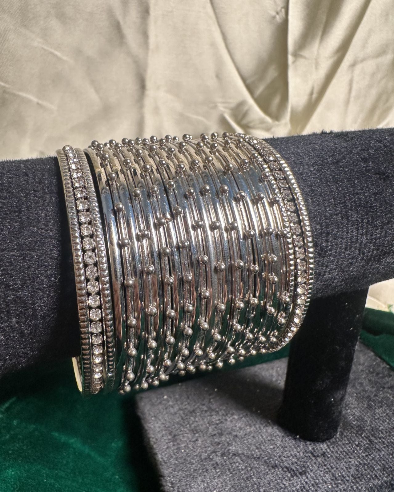 Noor Steel Dotted Bangles (silver)