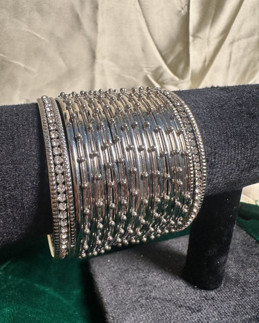 Noor Steel Dotted Bangles (silver)