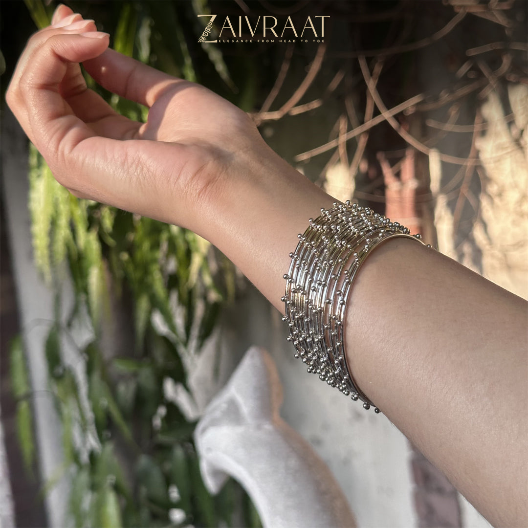 Silver Steel  Dotted Bangles