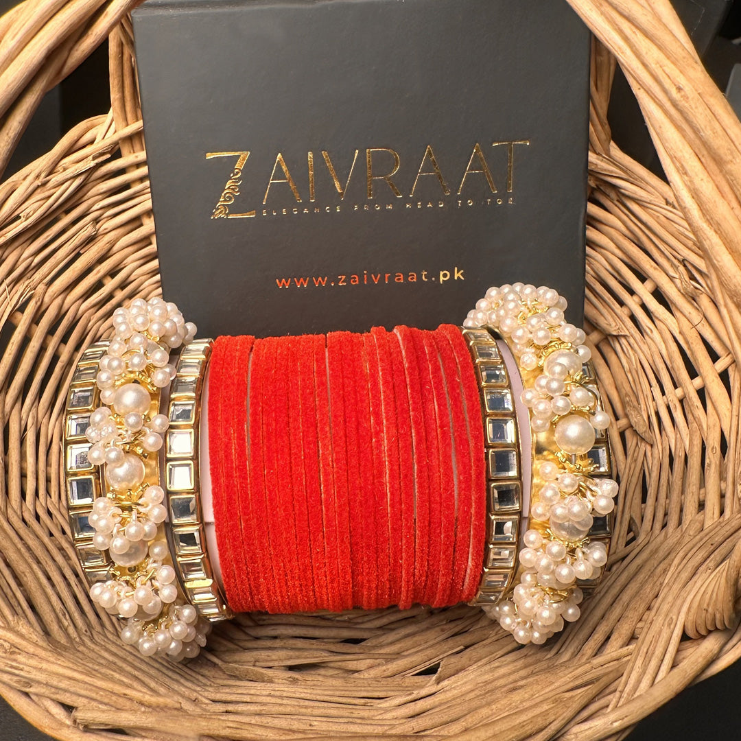 Gulnaar Velvet  Bangle Set