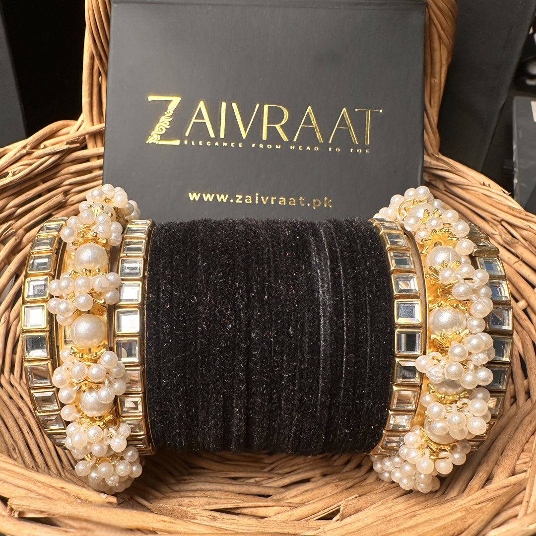Gulnaar Velvet  Bangle Set