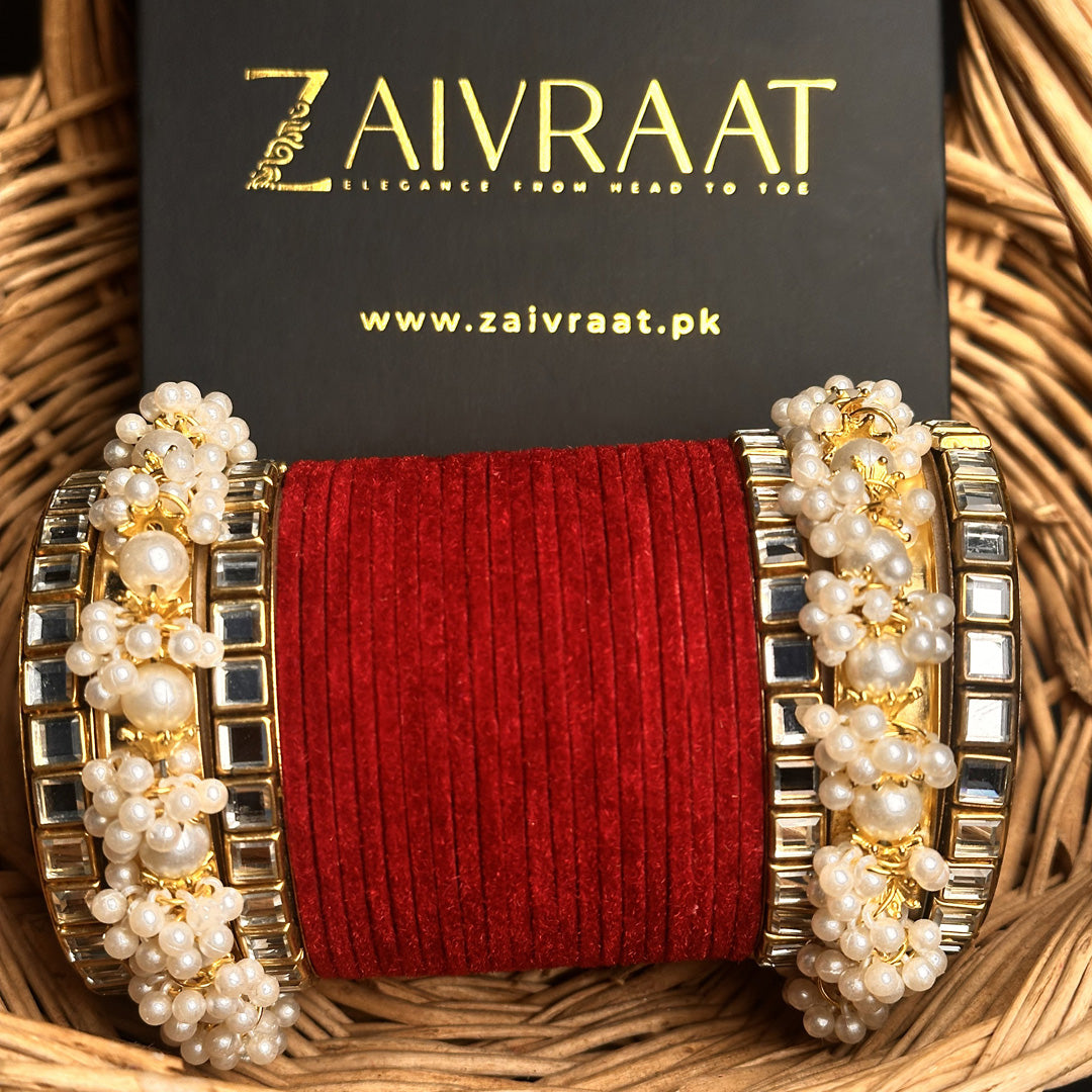 Gulnaar Velvet  Bangle Set
