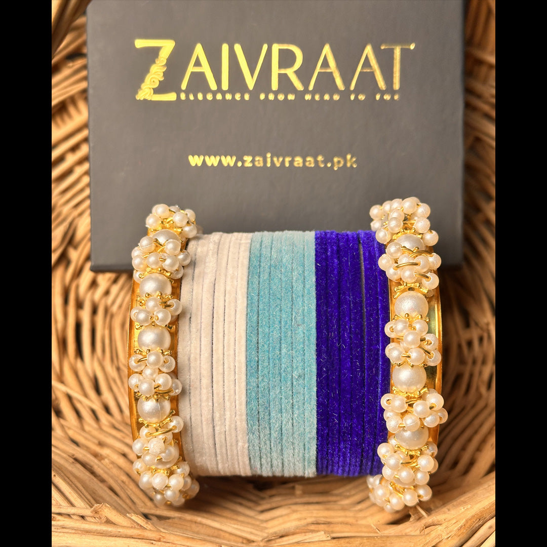 Icey Blue Velvet Bangles