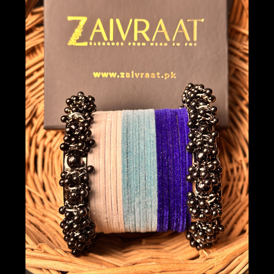 Icey Blue Velvet Bangles