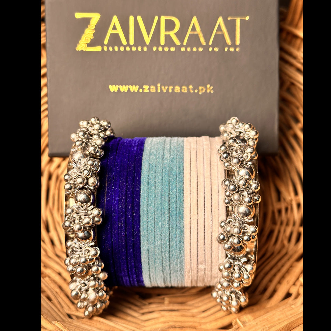 Icey Blue Velvet Bangles