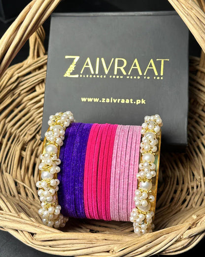 Velvet Bnagles With pearl karay - Zaivraat