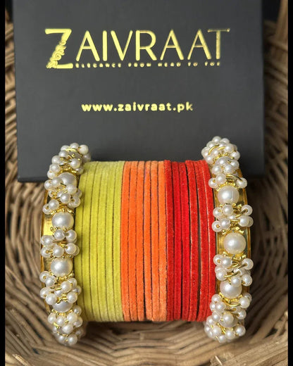 Velvet Bnagles With pearl karay - Zaivraat