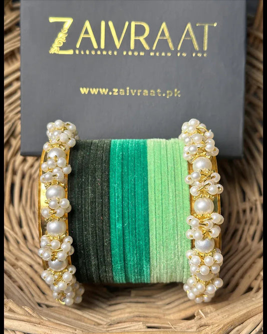 Velvet Bnagles With pearl karay - Zaivraat