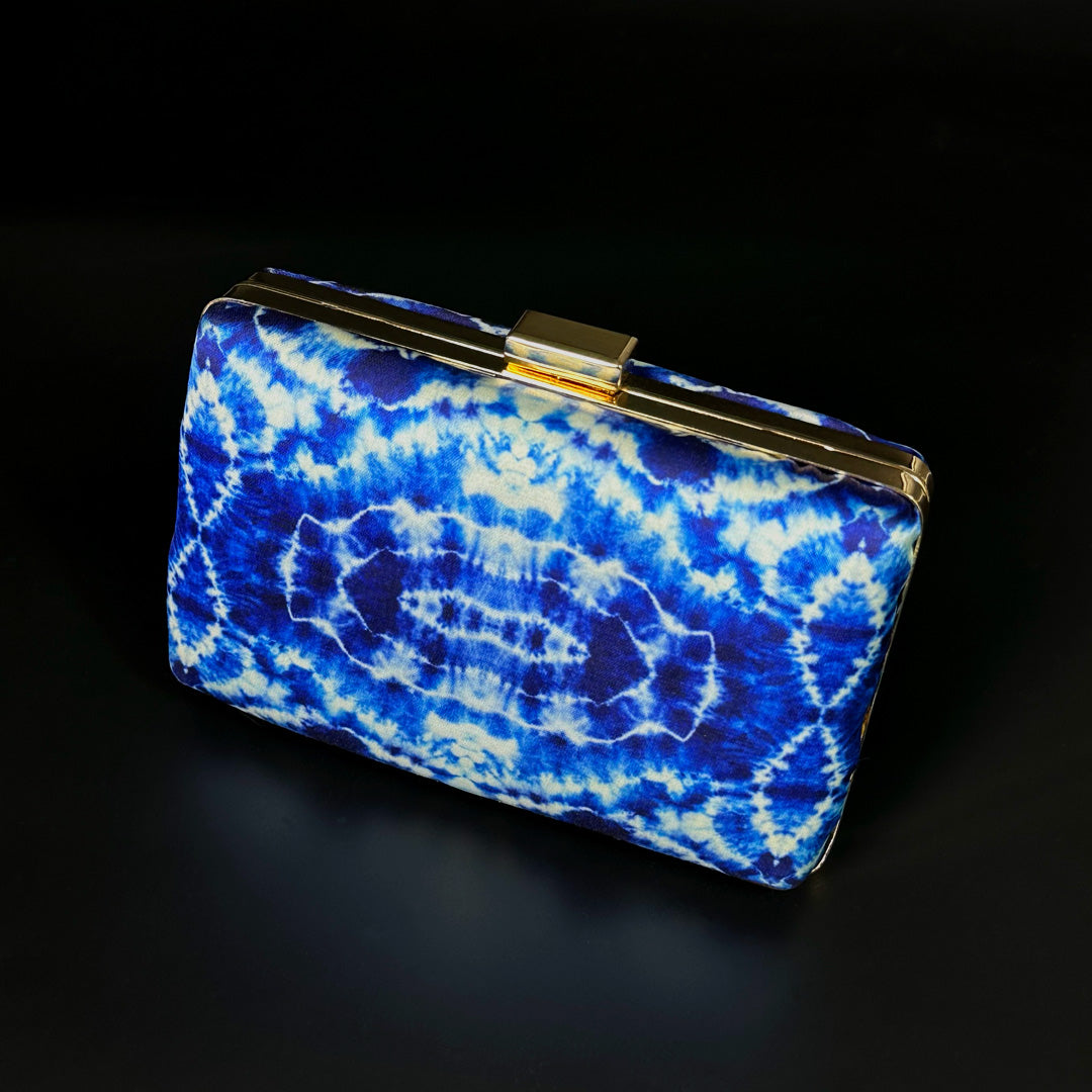 Blue Tie-Dye Velvet Clutch