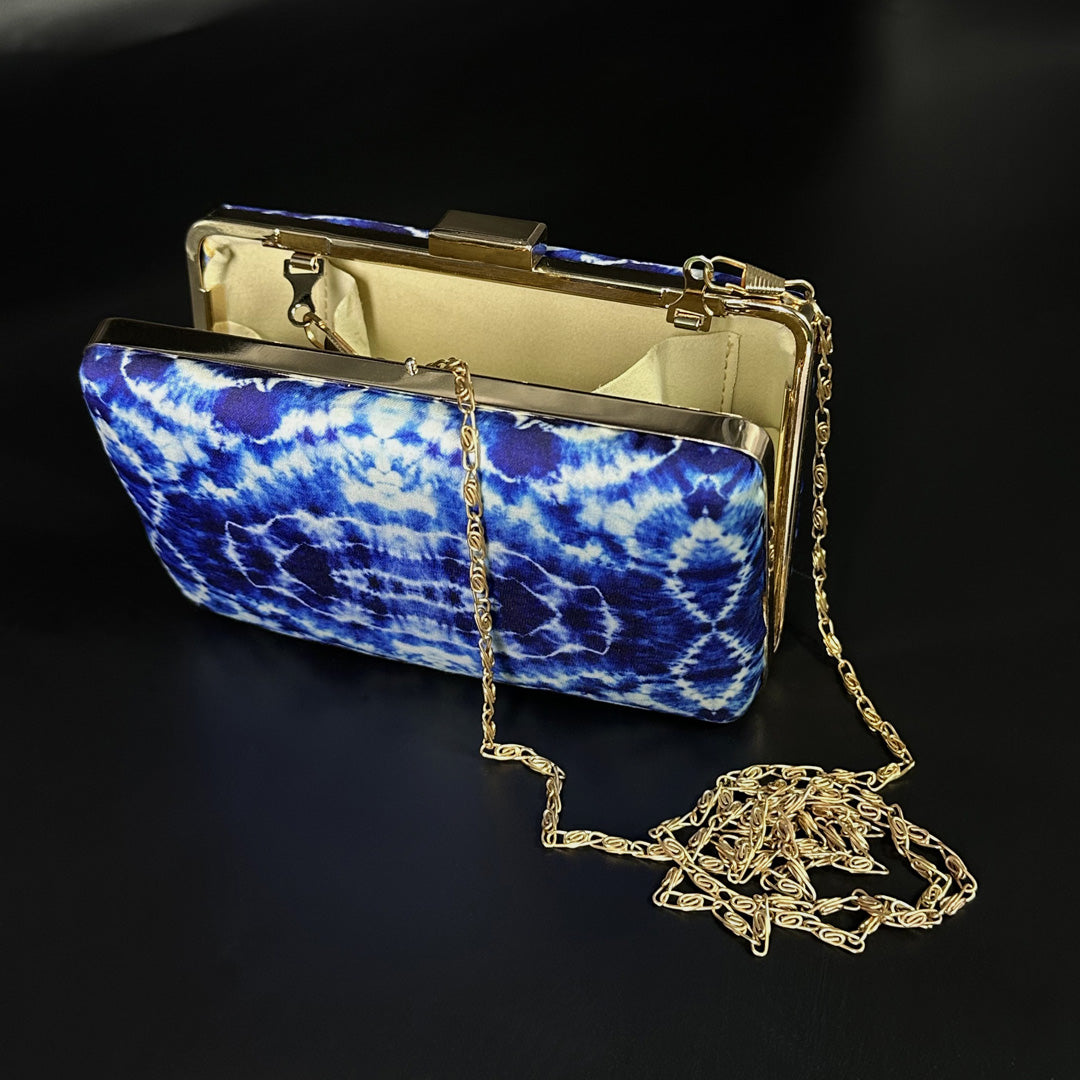 Blue Tie-Dye Velvet Clutch