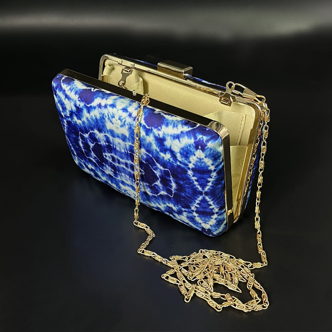 Blue Tie-Dye Velvet Clutch