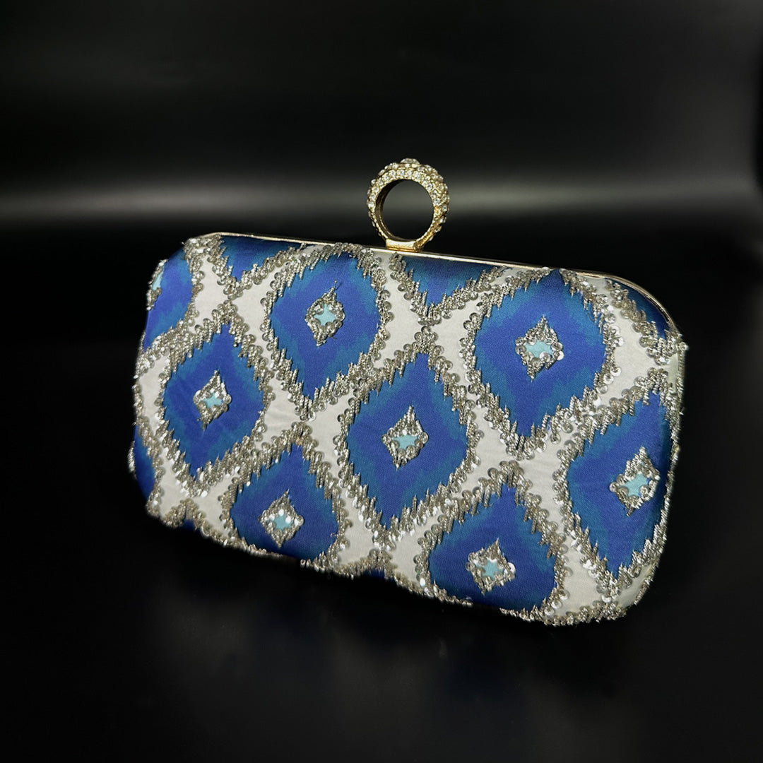 Blue Beaded Clutch