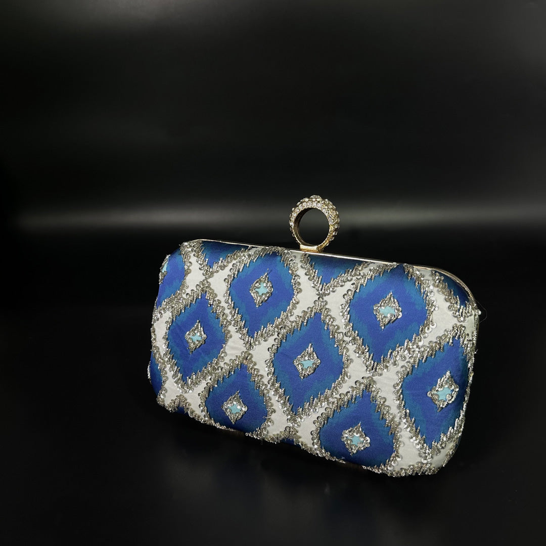 Blue Beaded Clutch