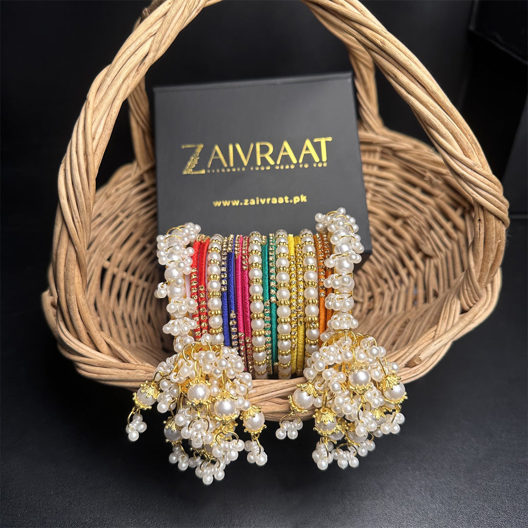 Multicolor Hanging  Bangle Set