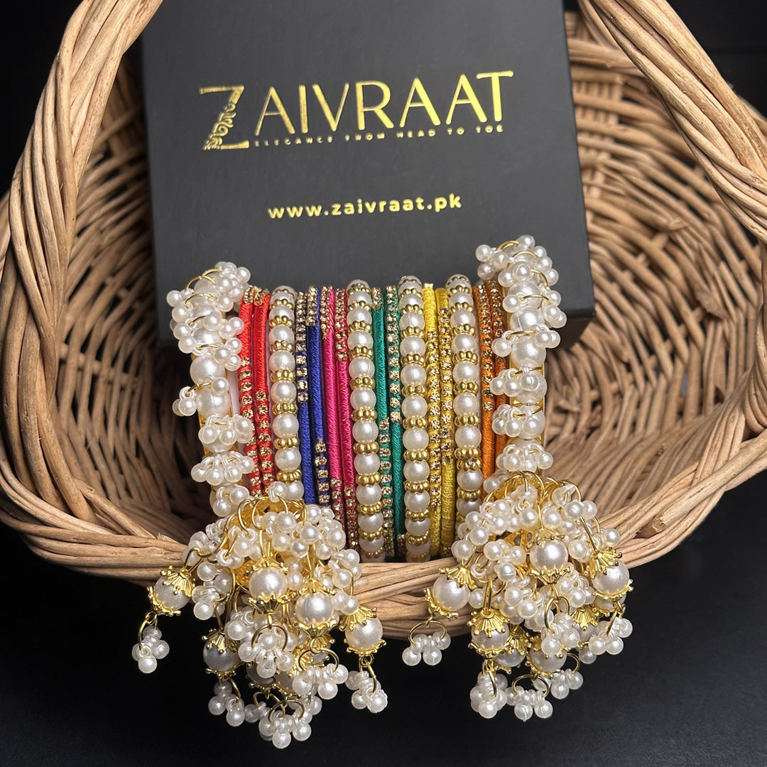 Multicolor Hanging  Bangle Set