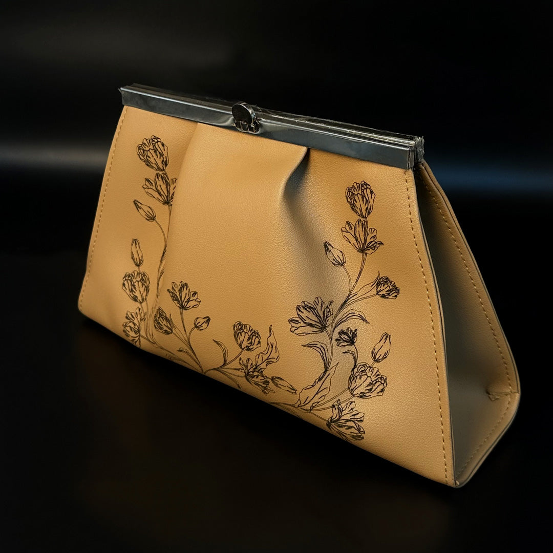 Elegant Floral Embossed Clutch