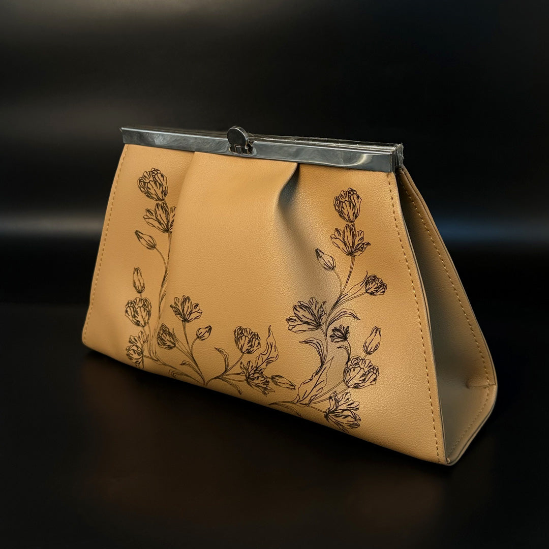 Elegant Floral Embossed Clutch