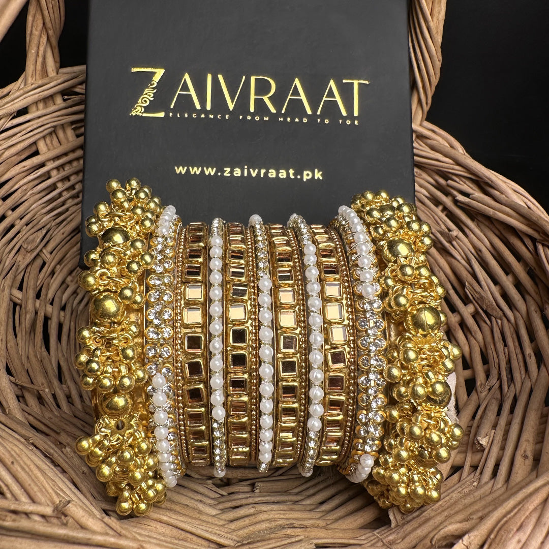 Golden Pearl luxe Bangle bridal Set