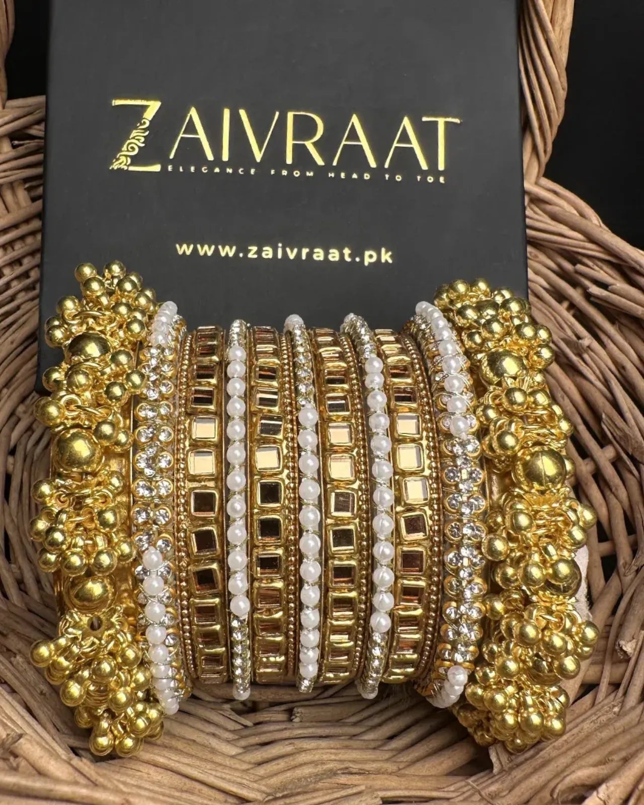 Golden Pearl luxe Bangle bridal Set