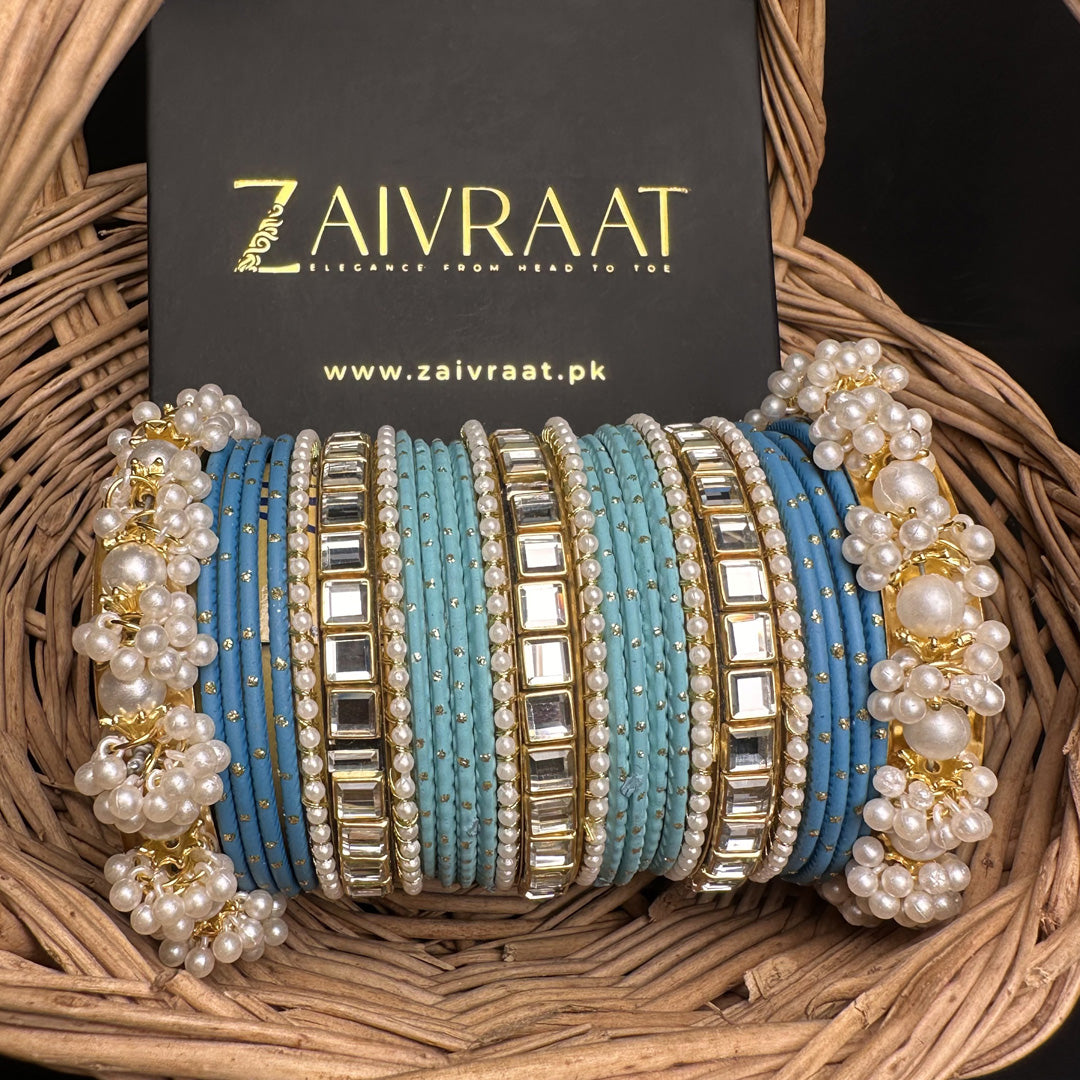 Aqua and Icy Glam  Bangle Set