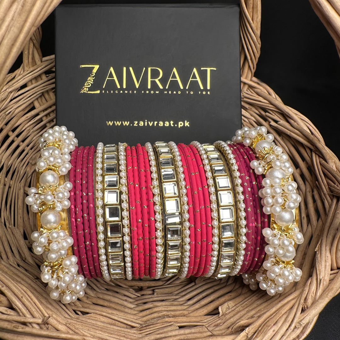 Magenta  Pink Bloom Bangle set