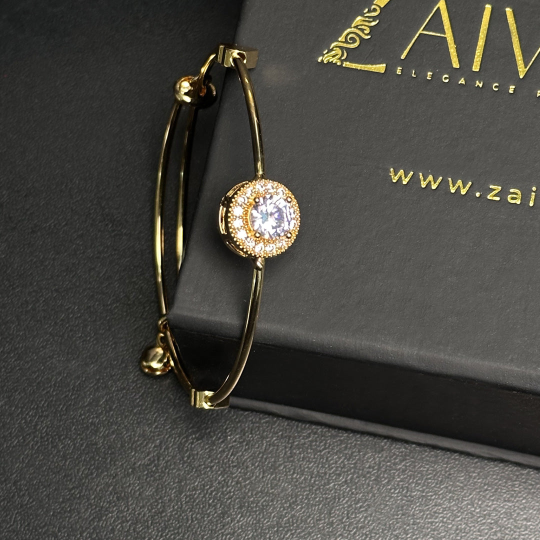 Gold-Tone Bracelet set with Round Stones