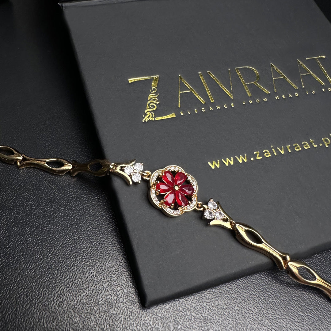 Red Crystal Flower Bracelet