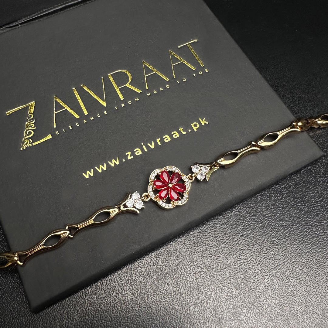 Red Crystal Flower Bracelet