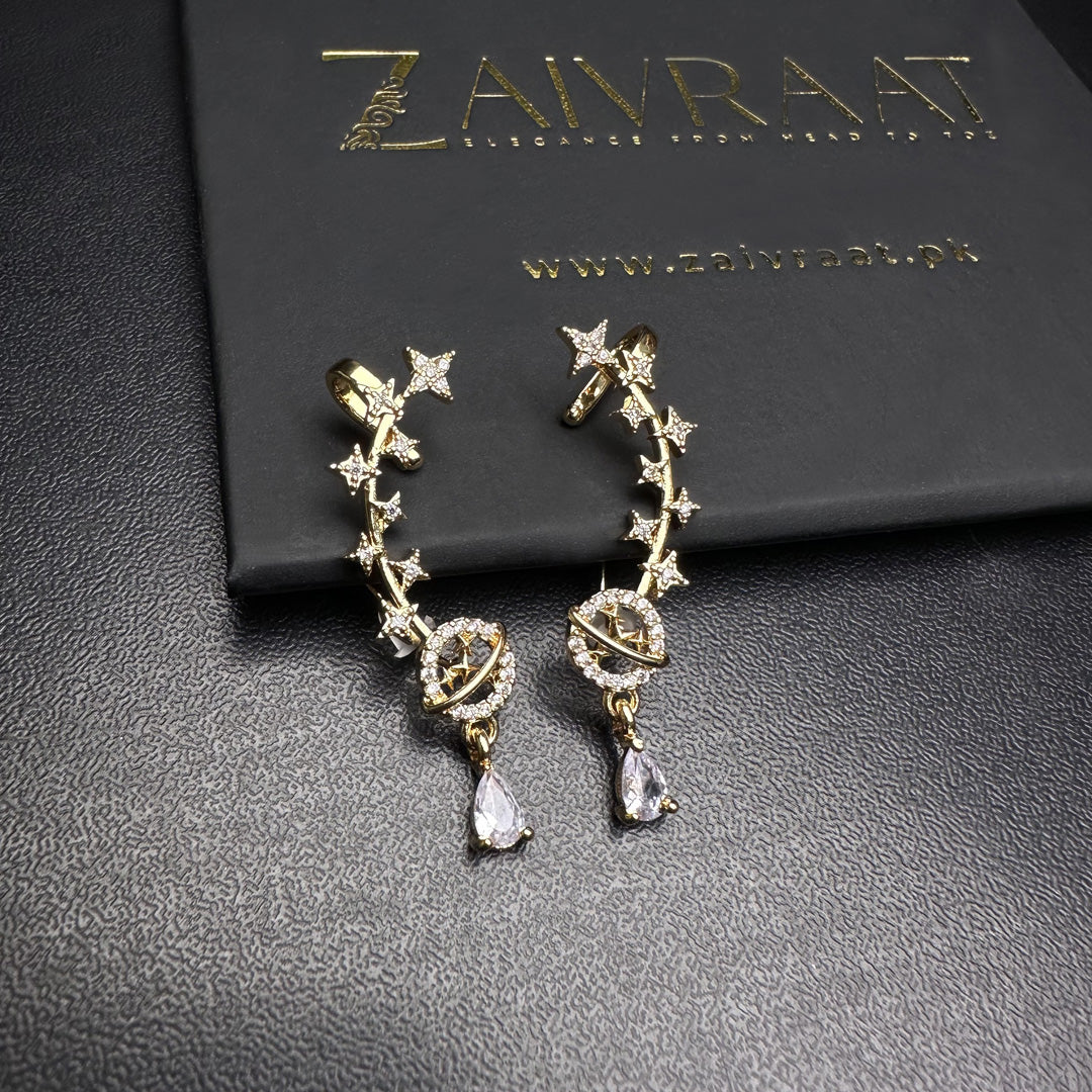 Gold Star & Planet Ear Cuff