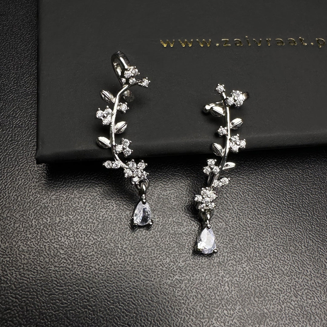 Silver Floral Leaf Ear Cuff