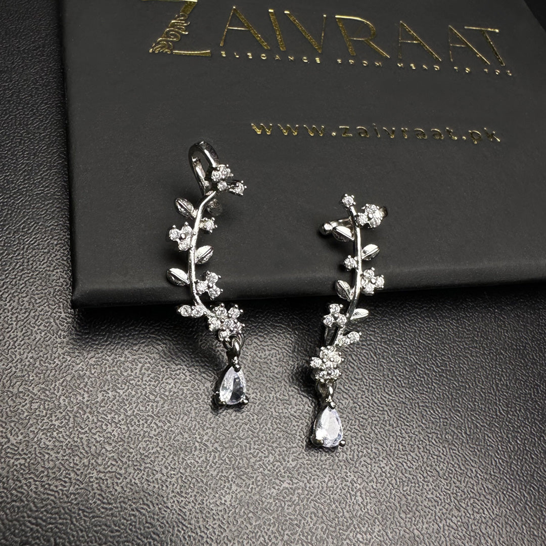 Silver Floral Leaf Ear Cuff