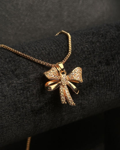 Long Golden Bow Necklace