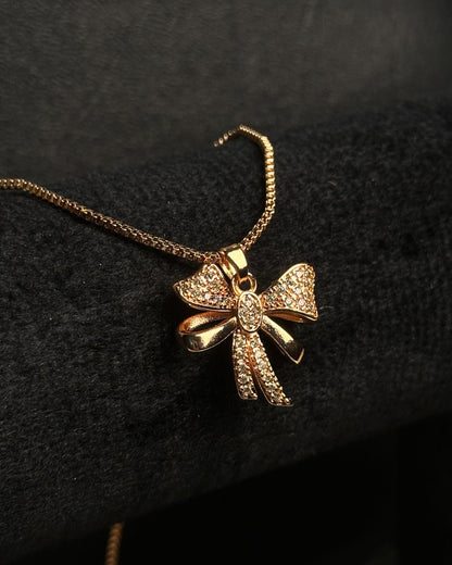 Long Golden Bow Necklace