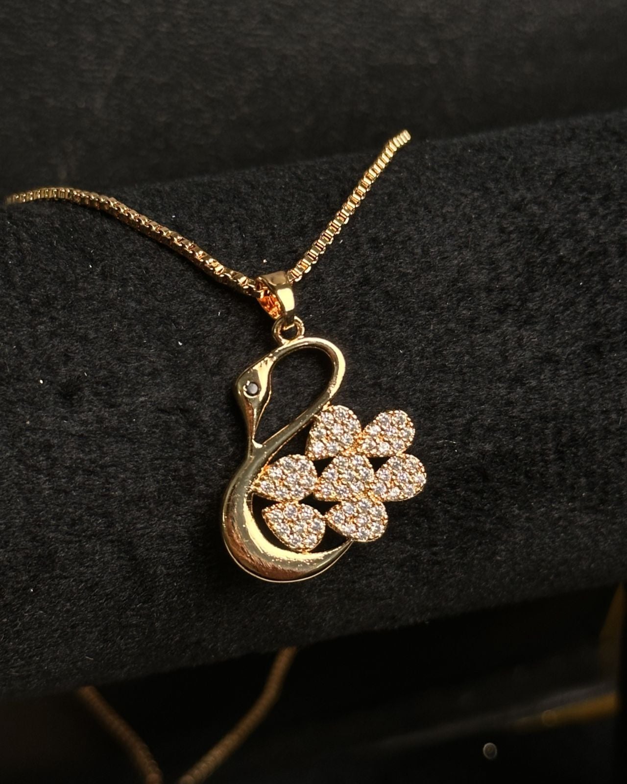 Long Golden Swan Necklace