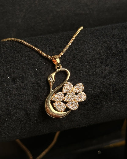 Long Golden Swan Necklace