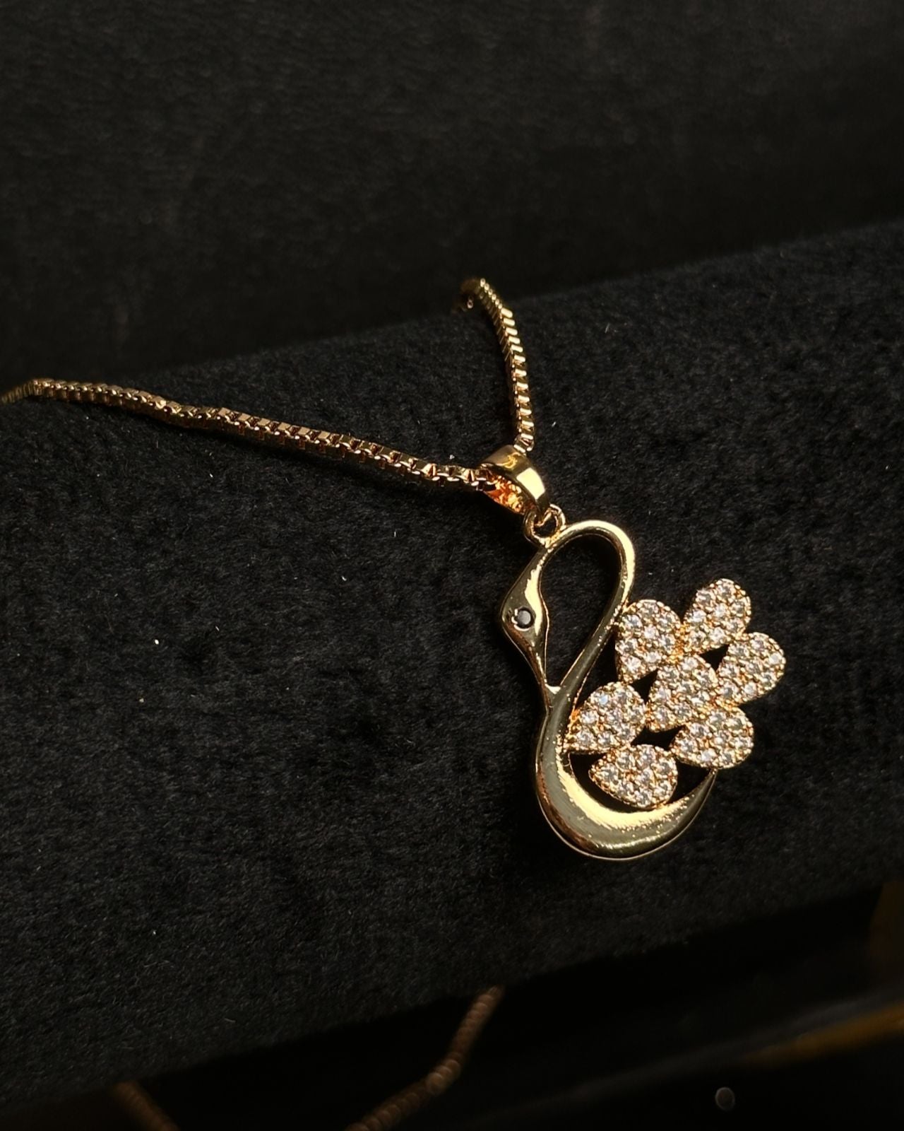 Long Golden Swan Necklace