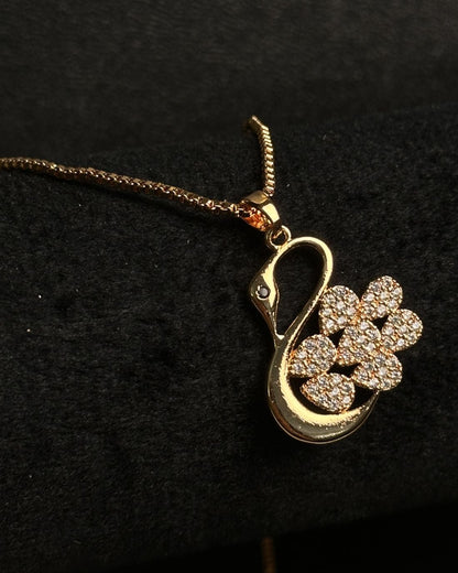 Long Golden Swan Necklace