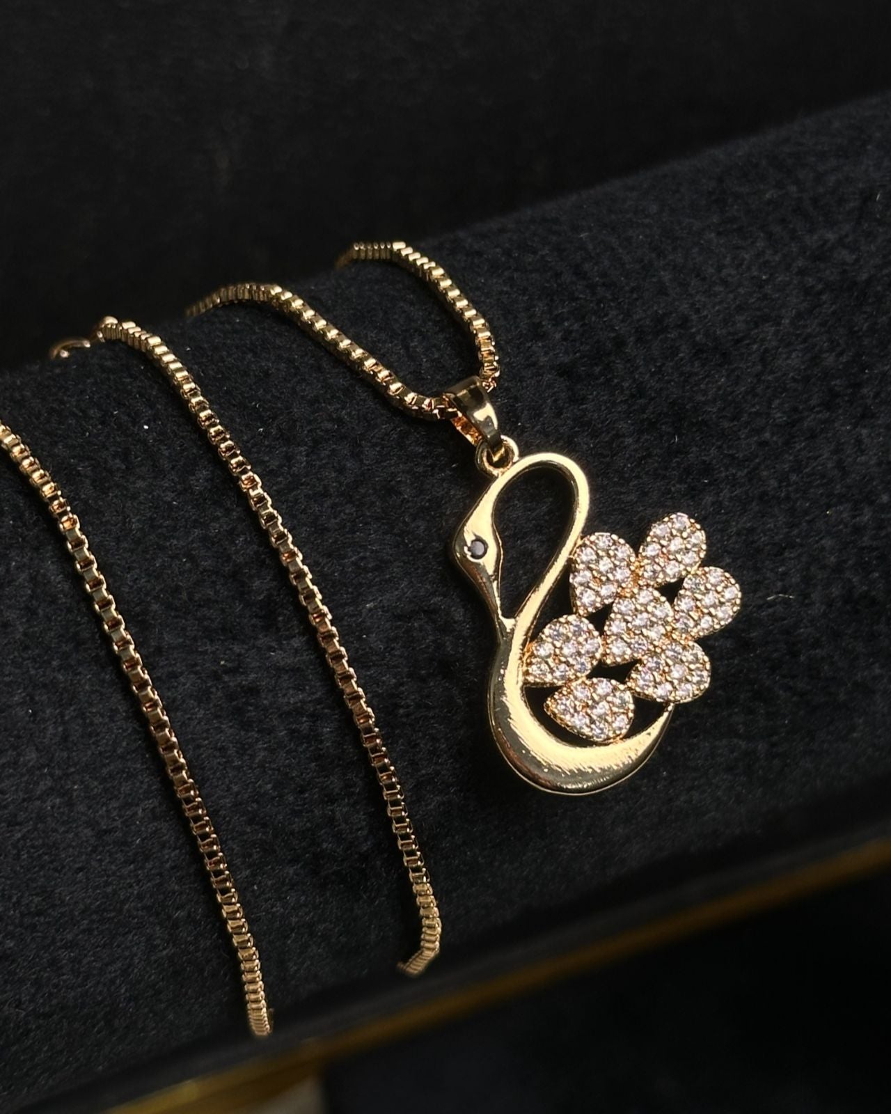 Long Golden Swan Necklace