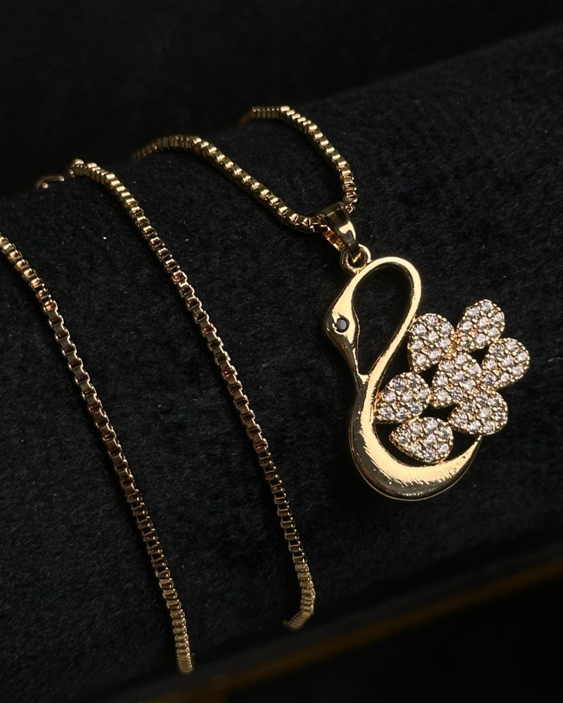 Long Golden Swan Necklace