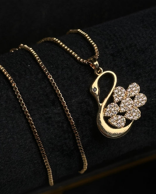 Long Golden Swan Necklace