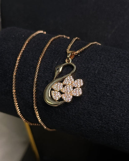 Long Golden Swan Necklace