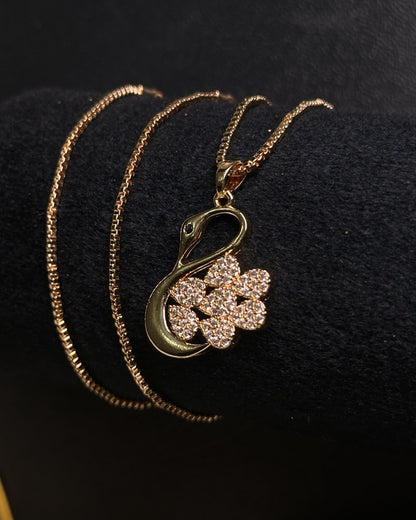 Long Golden Swan Necklace