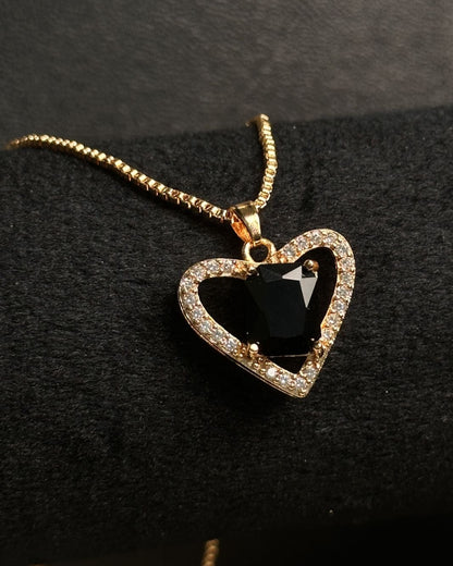 Long Black Gem Stone Necklace