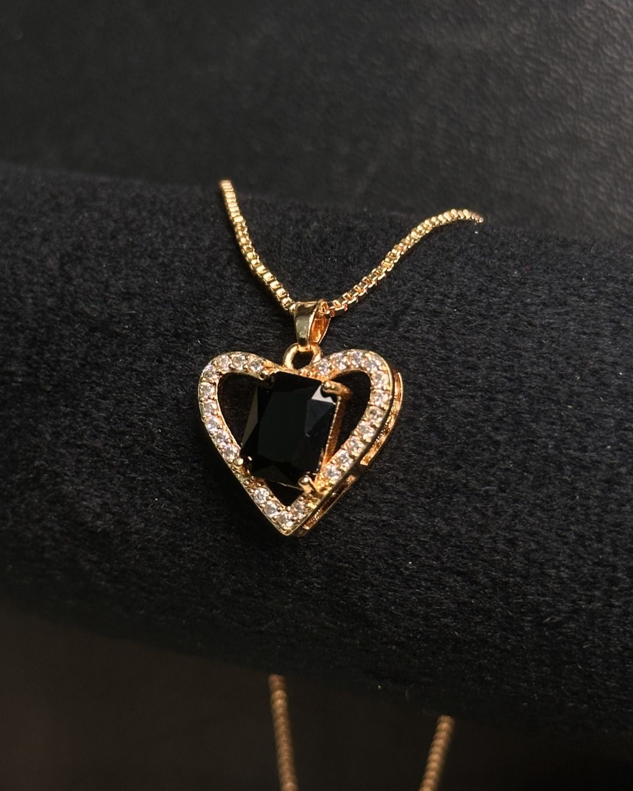 Long Black Gem Stone Necklace