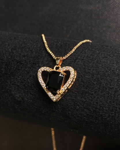 Long Black Gem Stone Necklace