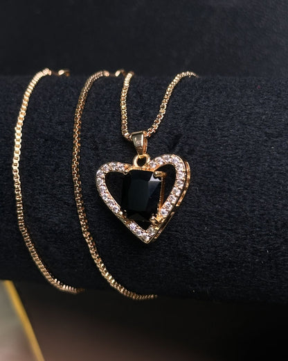 Long Black Gem Stone Necklace