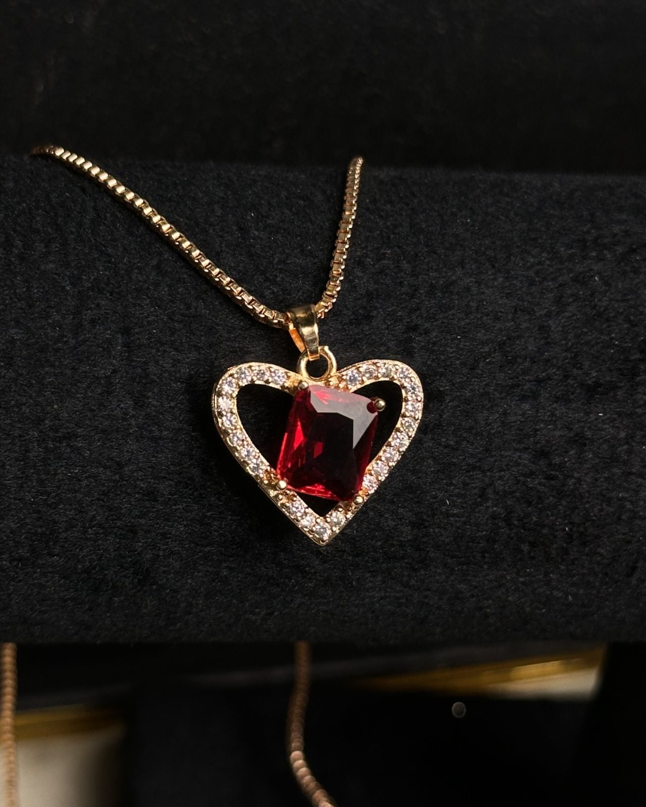 Long Red Gem Stone Necklace