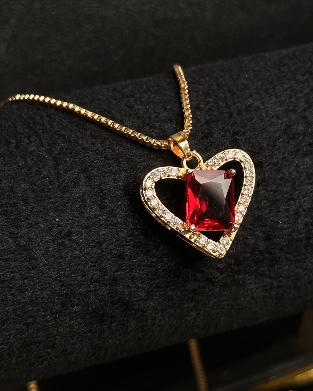 Long Red Gem Stone Necklace